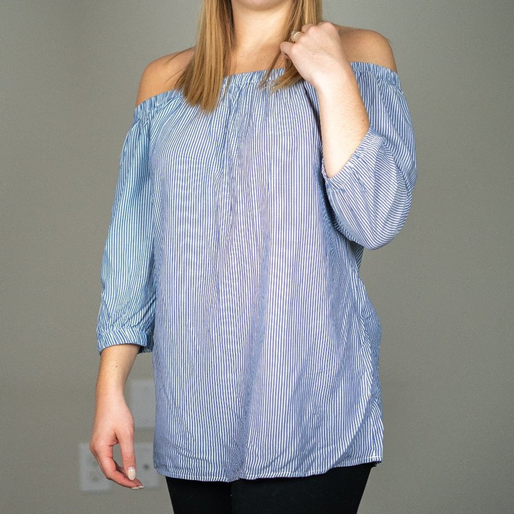Beach Lunch Lounge Collection Off the Shoulder Striped Blouse / Tunic